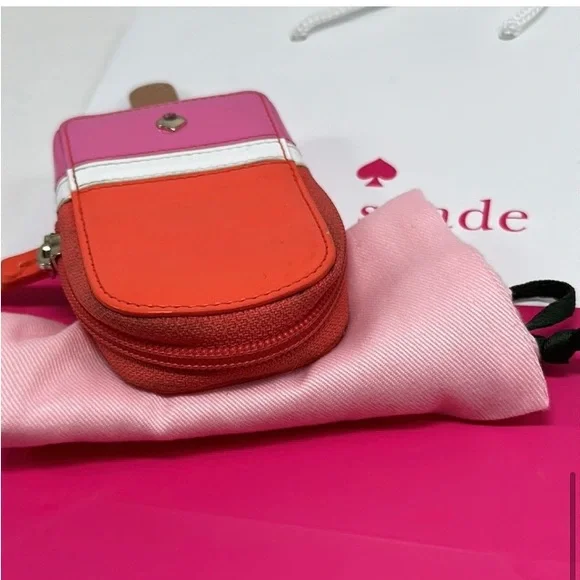 Kate Spade Strawberry Popsicle Coin Purse Shiny Patent Leather Zipper Wallet - Picture 6 of 7